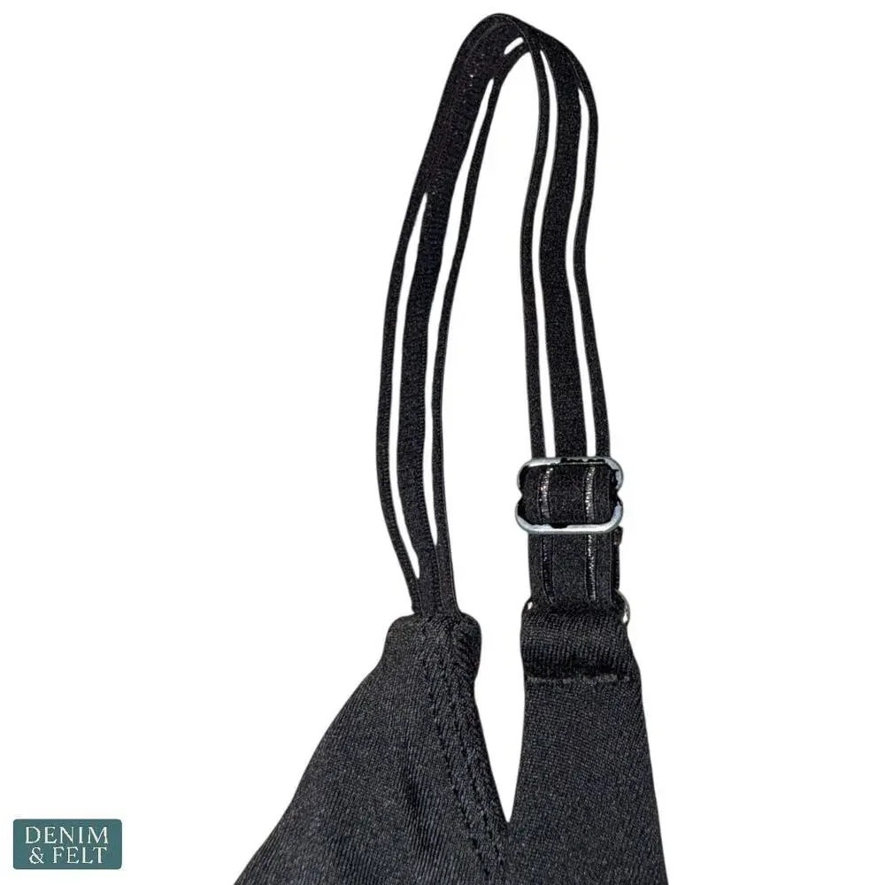 Alo Yoga Black Strappy Bra‎ Top with Mesh Cutout Detail Activewear Size XS